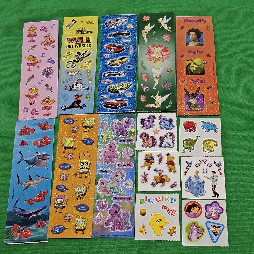 SL6:  Sandylion Character Sticker Lot-14 Pieces-My Little Pony Sesame Street etc